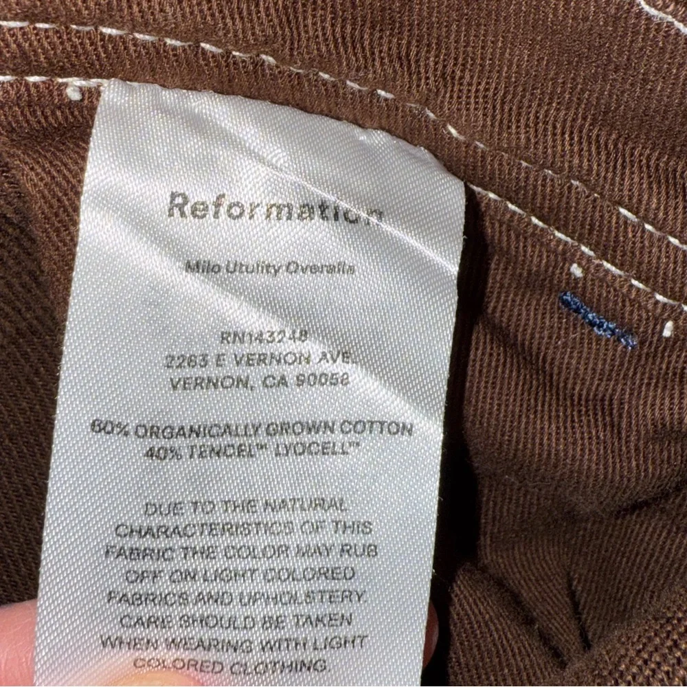 Reformation Milo Utility Overalls Chocolate Brown size 8 - Picture 8 of 9